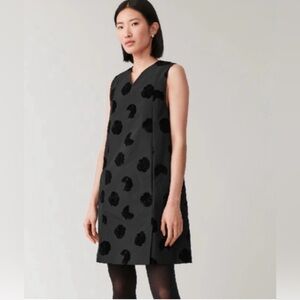 COS Black Floral Jacquard Sleeveless A-line Mini Dress Size 4